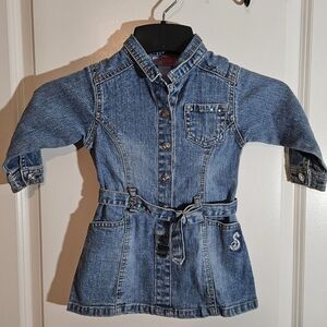 Y2K Vintage KIDS Skechers Denim Blue Dress Toddler GIRLS Size 2T